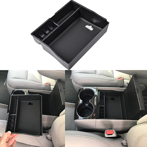 Center Console Organizer Tray Compatible with Sienna 2011-2020 Accessories, Armrest Insert Secondary Storage Box, Black Trim