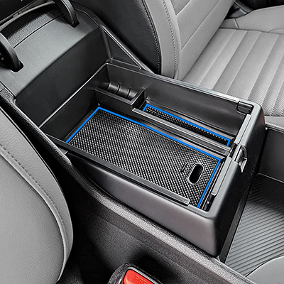 Center Console Organizer Compatible with Kia Sportage 2023 NQ5 Accessories, 5th Generation Sportage Armrest Insert Tray Secondary Storage Box floor mats, ABS Material Blue Line